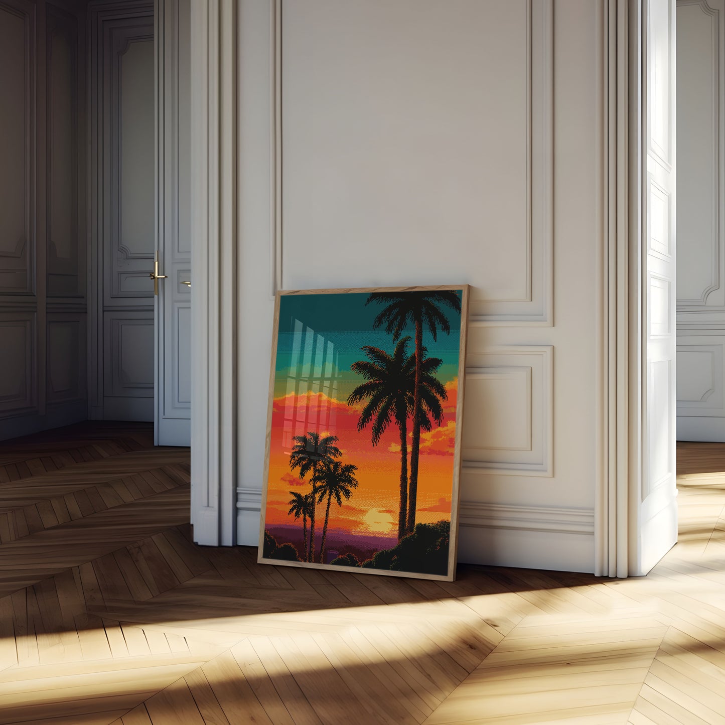 Tropical Sunset Palm Trees Poster