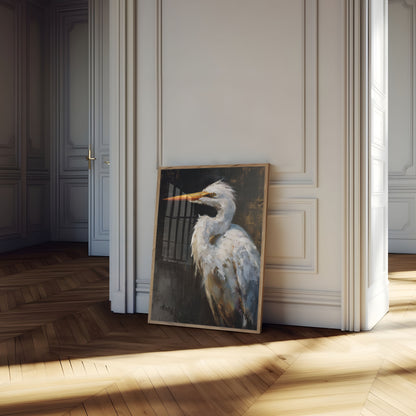 Elegant White Heron Poster