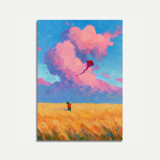 Child Flying Kite Beach Poster