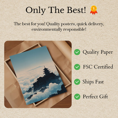 Fjelltempl over Skyer Plakat