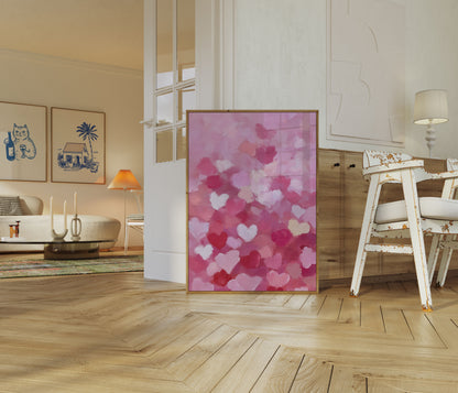 Romantic Pink Hearts Poster