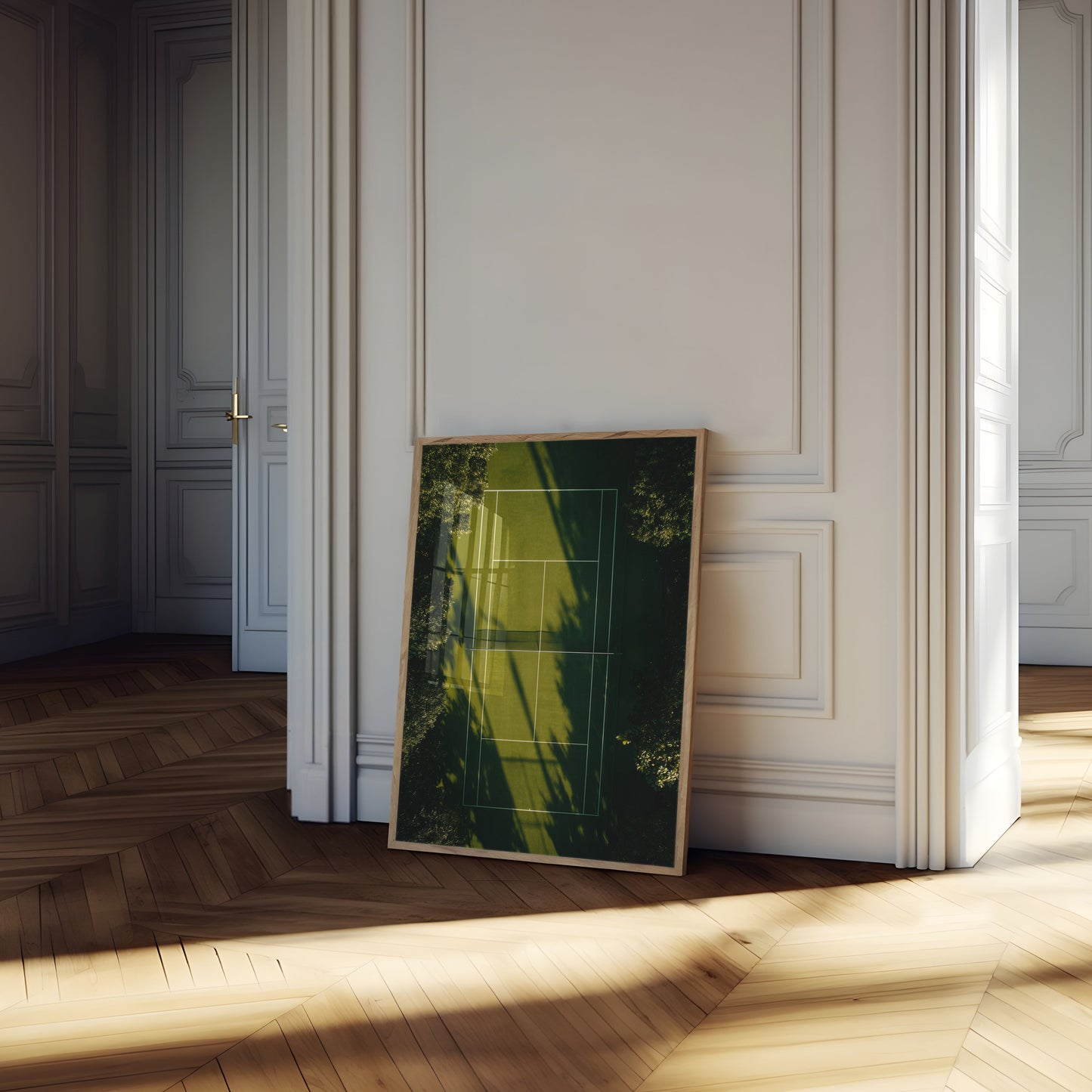 Sunlit Tennis Court Shadows Poster