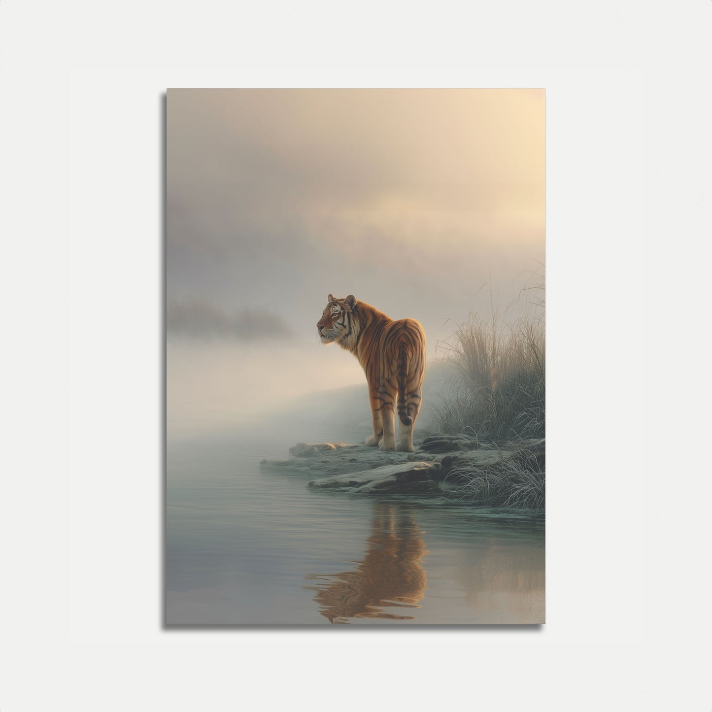 Misty Tiger Reflection Poster
