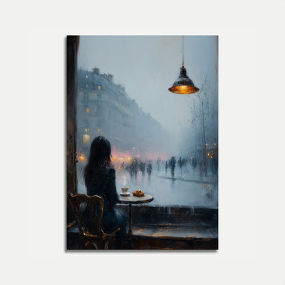 Cartel de Café de París en un Día Lluvioso