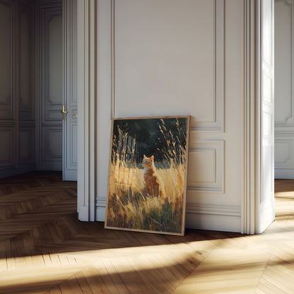 Ginger Cat in Golden Fields Poster
