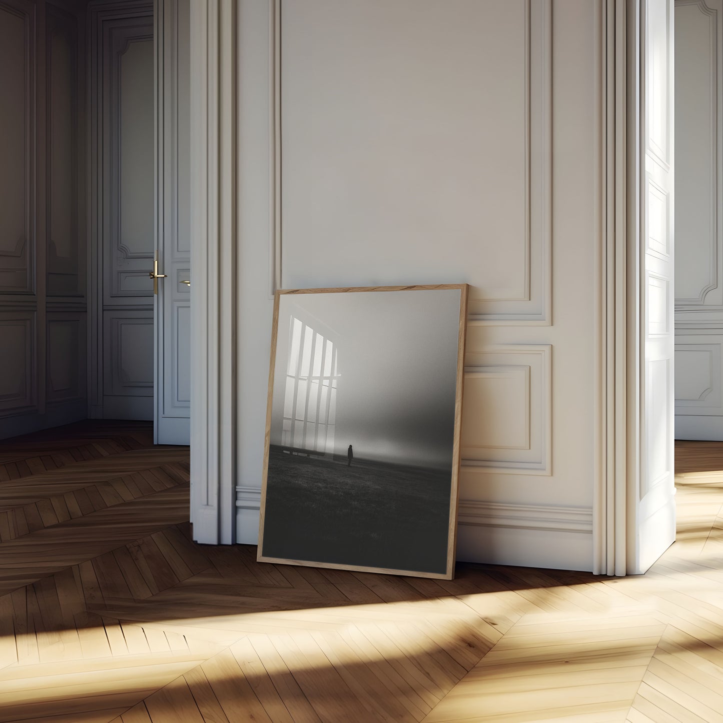 Solitary Figure in Mist Poster