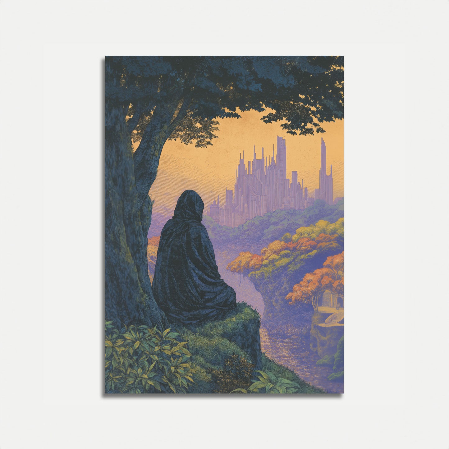 Contemplation de l'affiche de la ville future