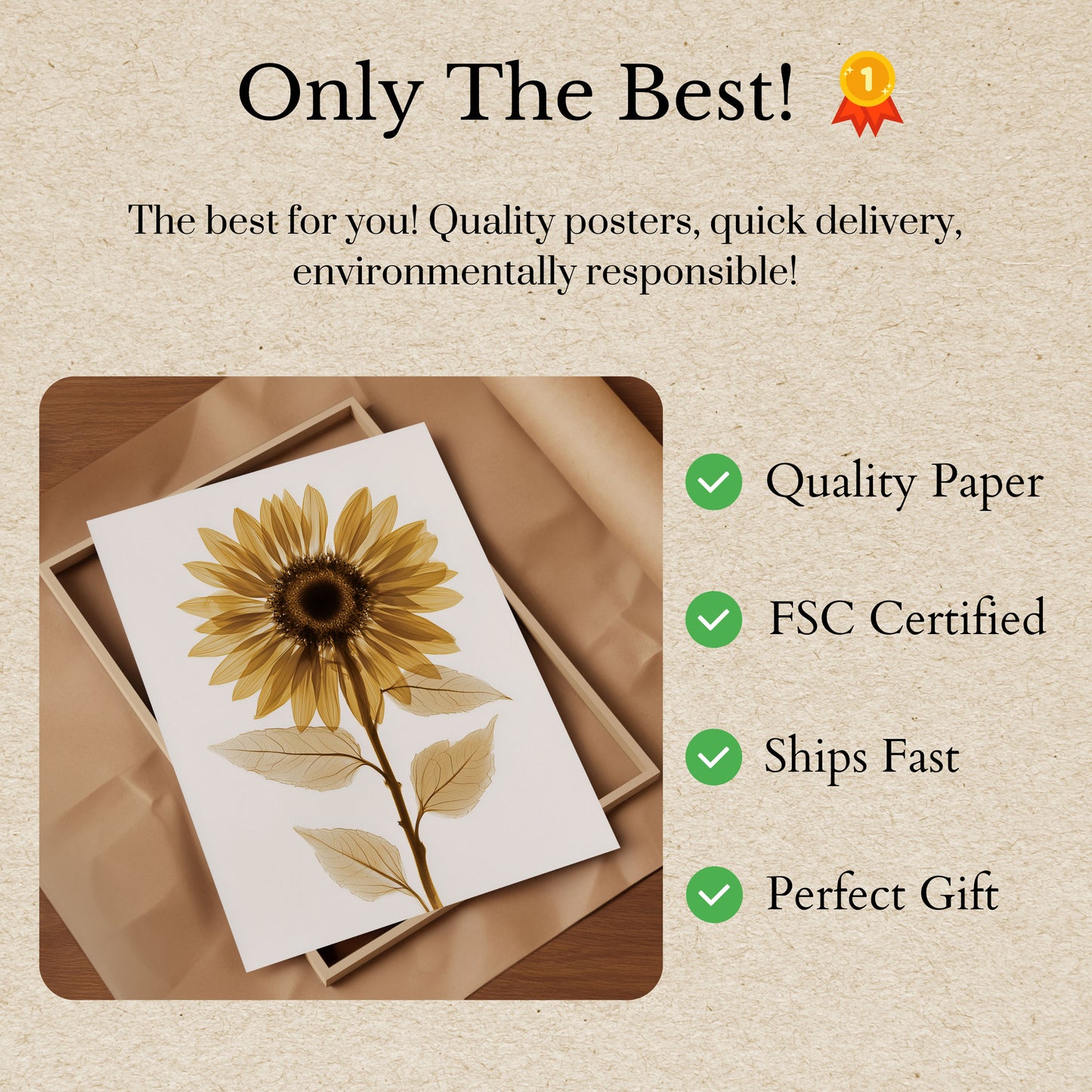 Golden Sunflower Botanical Poster