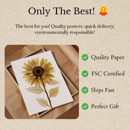 Golden Sunflower Botanical Poster