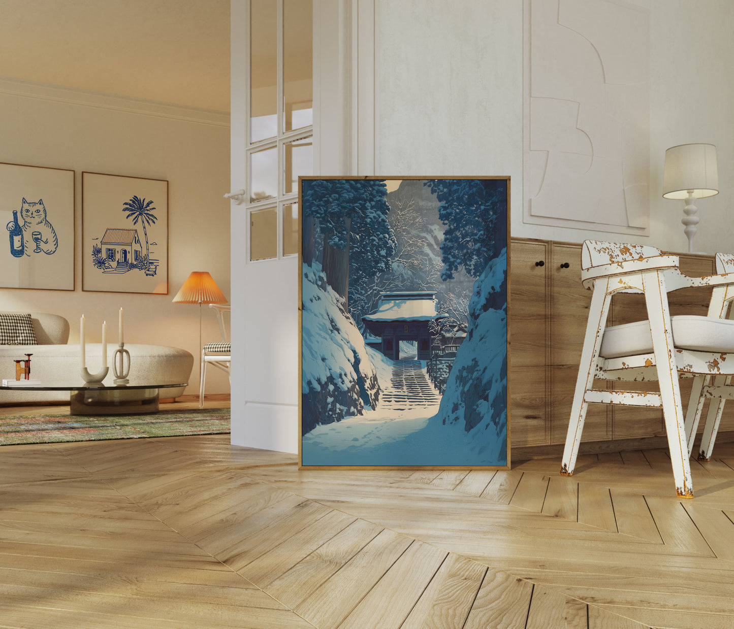 Snedækket Tempelport Plakat