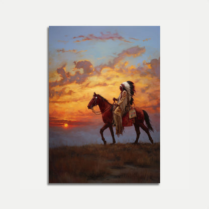 Sunset Rider Native American Poster