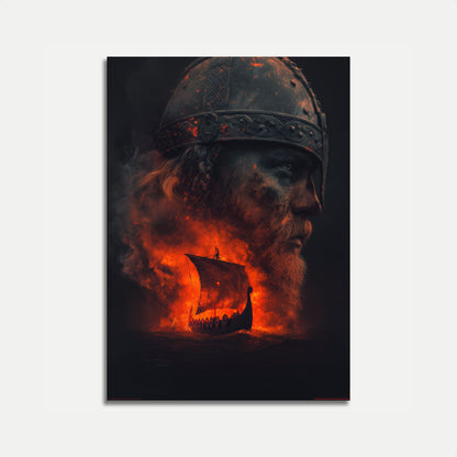 Vikingkrijger Vlammen Poster