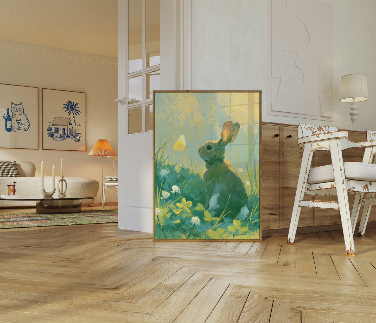 Rabbit in the Meadow Poster