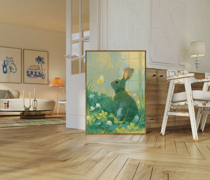 Rabbit in the Meadow Poster