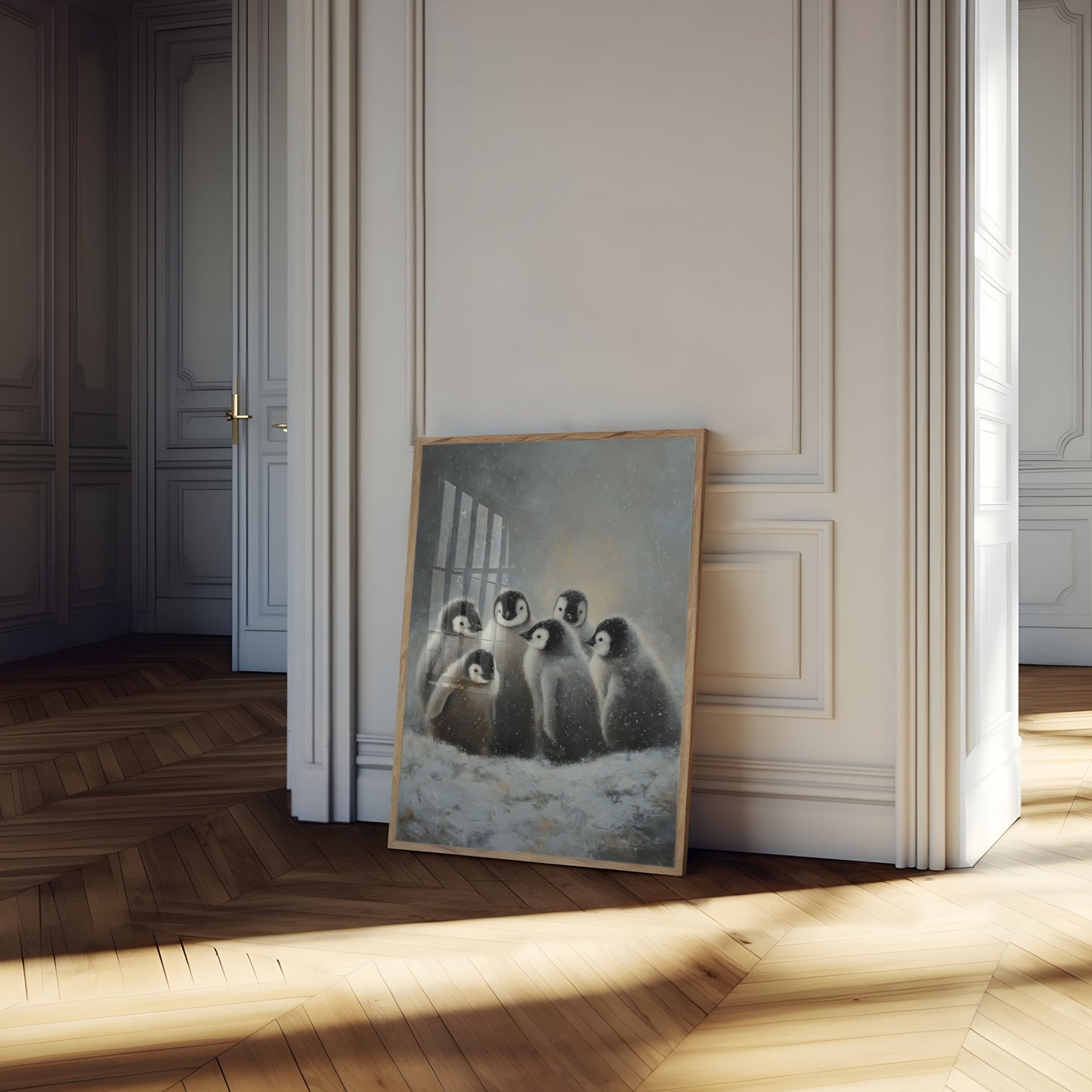 Affiche Poussins Manchots Empereurs dans la Neige