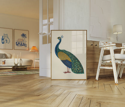 Majestic Blue Peacock Poster