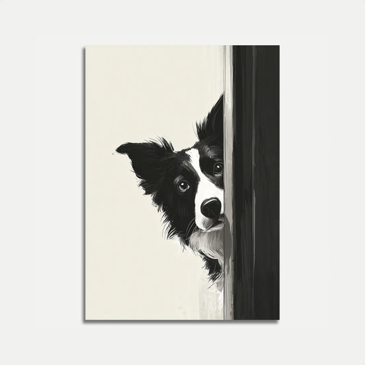 Affiche Chien Curieux Qui Regarde au Coin