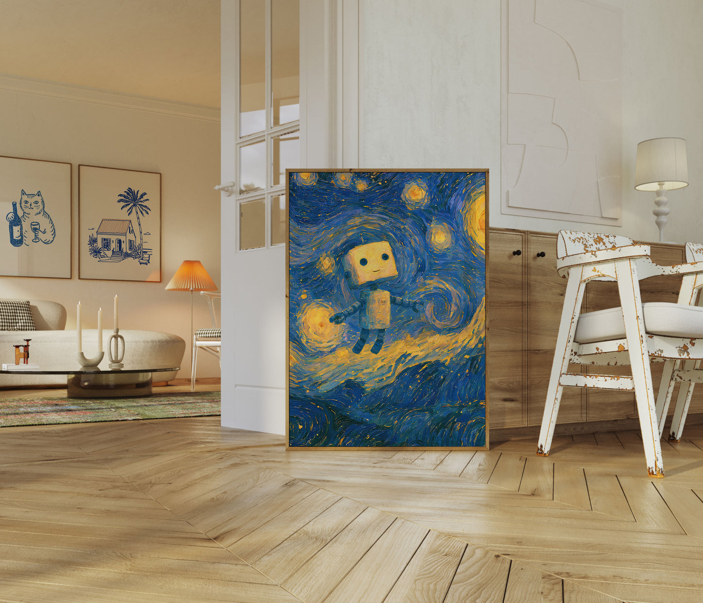 Robô em pôster Noite Estrelada