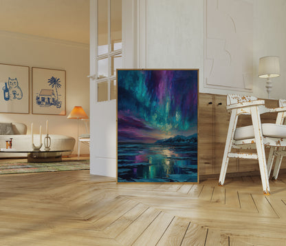 Póster de Paisaje Montañoso Aurora Boreal