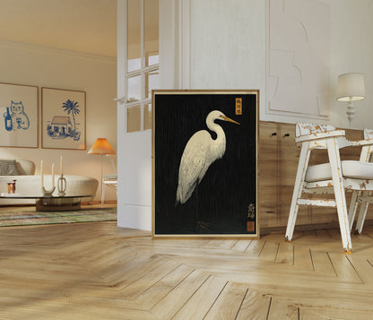 Elegant White Egret Japanese Poster