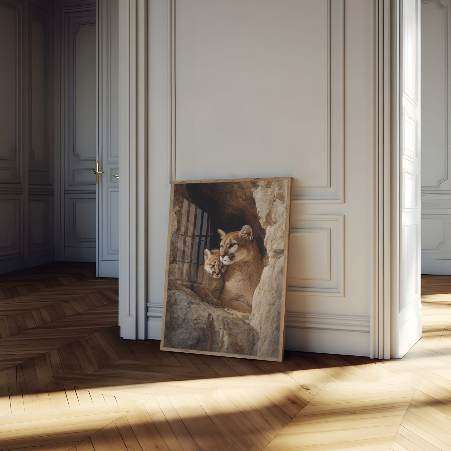 Mountain Lion and Cub Poster