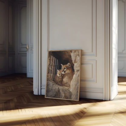 Mountain Lion and Cub Poster