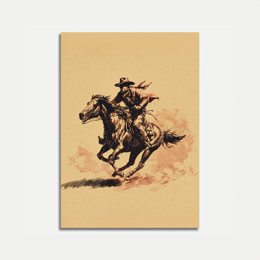 Galloping Cowboy Dust Trail Poster