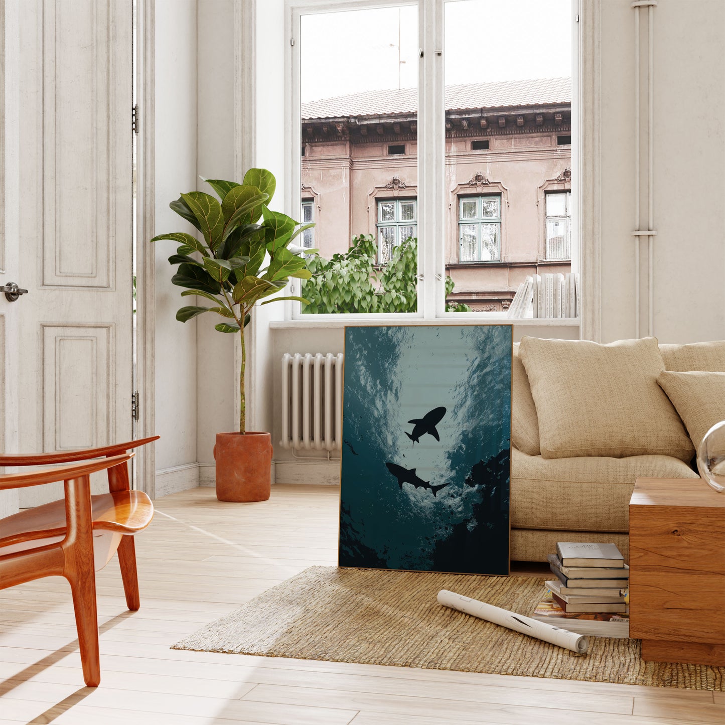 Ocean Predators Silhouette Poster