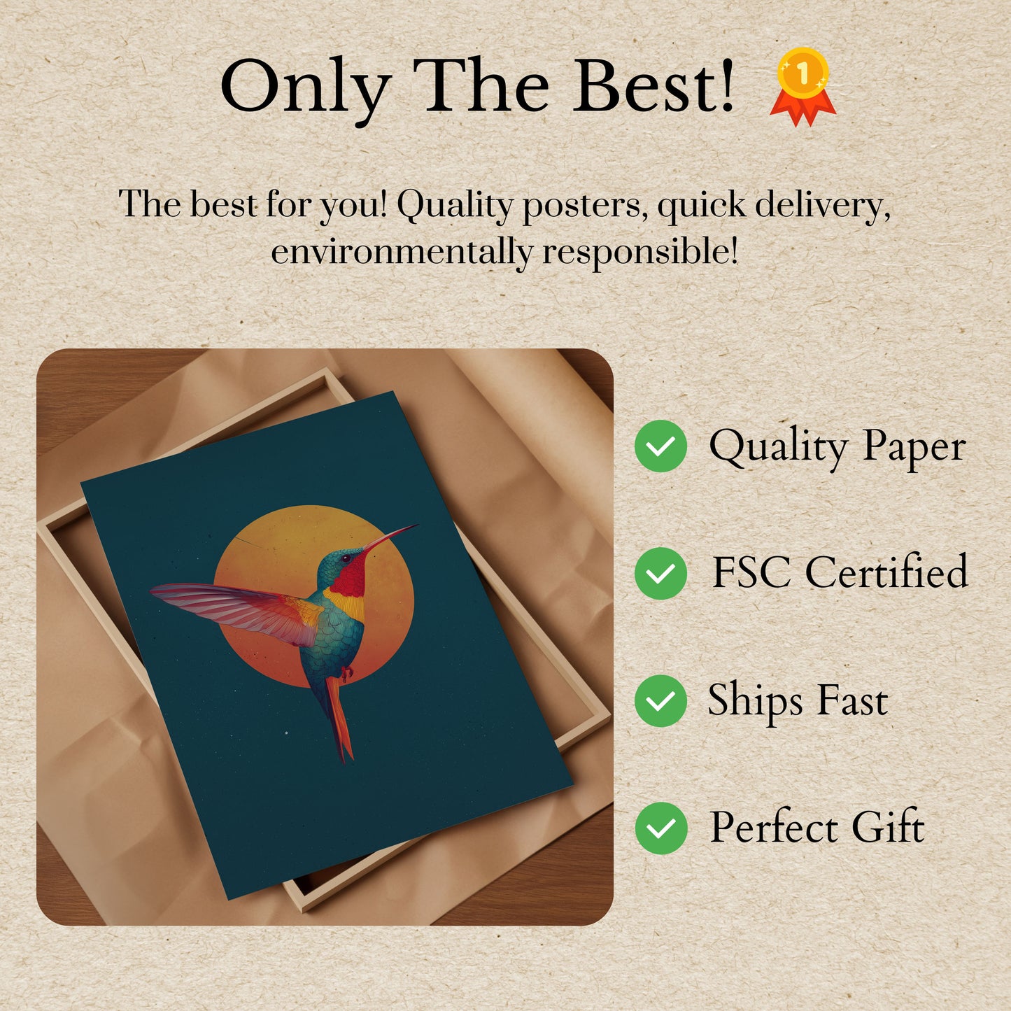 Sunset Hummingbird Flight Poster
