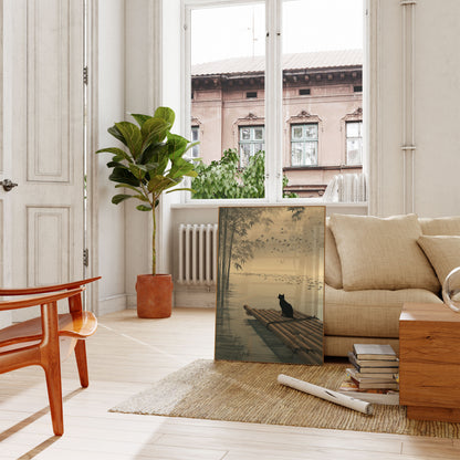 Cat on Bamboo Raft Poster