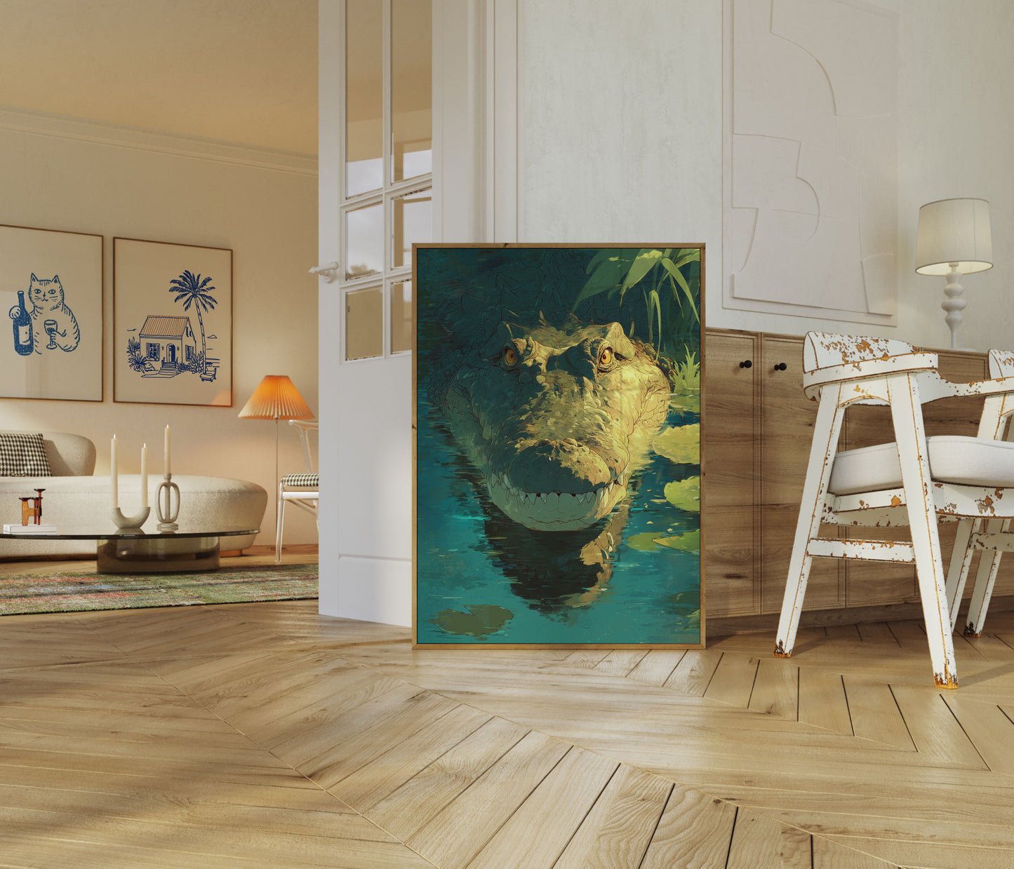 Póster acuático del cocodrilo feroz