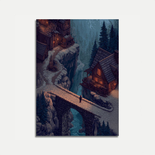 Mountain Village Fantasy Poster