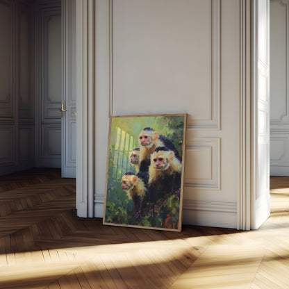 Póster de Retrato Familiar de Monos