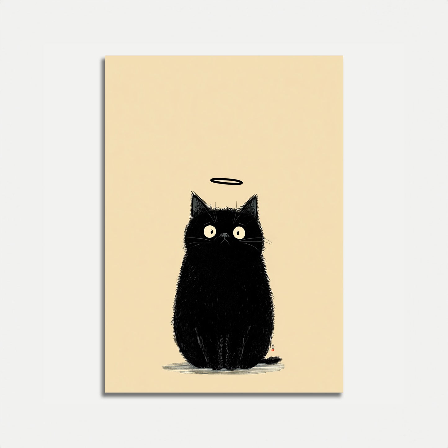 Innocent Black Cat with Halo Poster