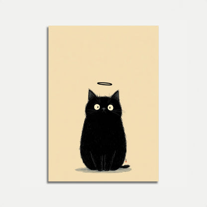 Innocent Black Cat with Halo Poster