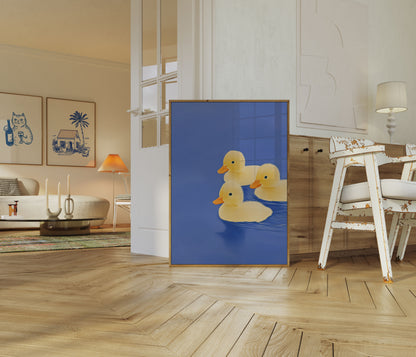 Three Little Ducklings on Water Poster
