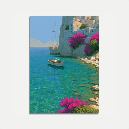 Cartel de Pueblo Costero Mediterráneo