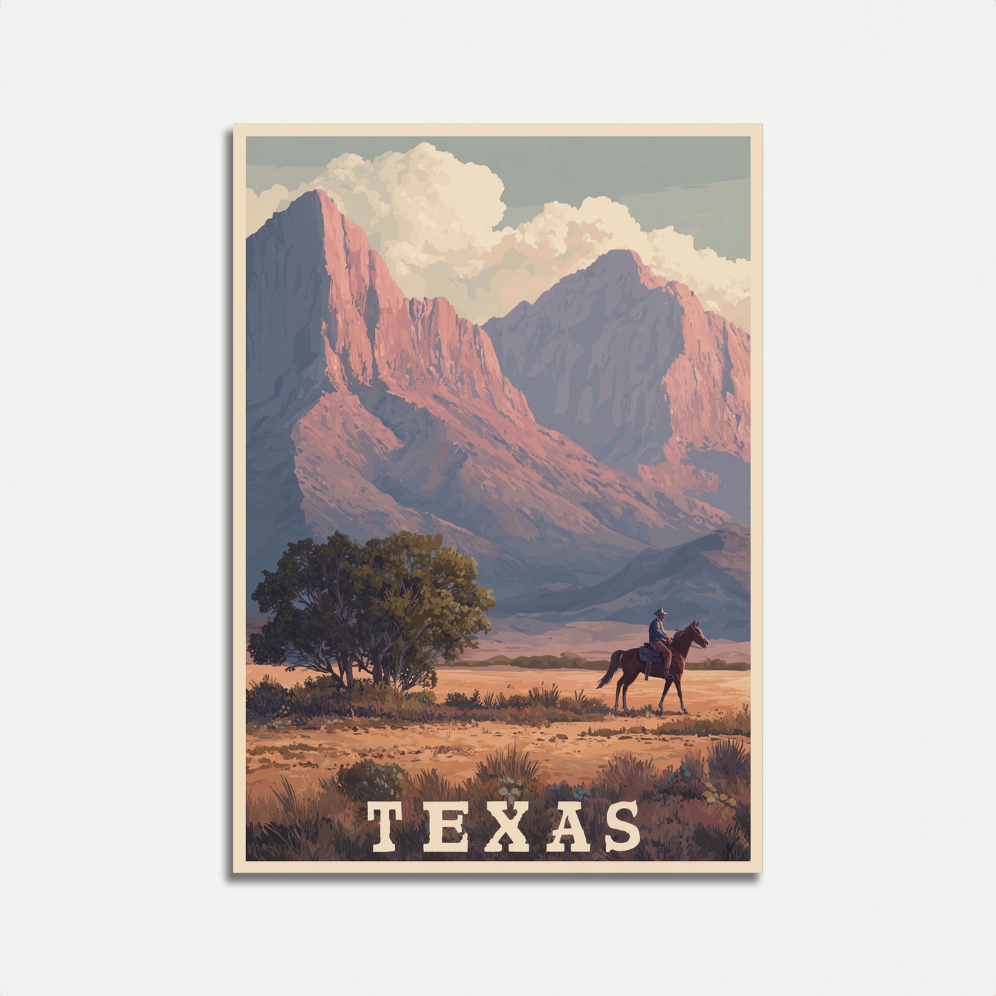Lone Rider Texas Landscape Poster