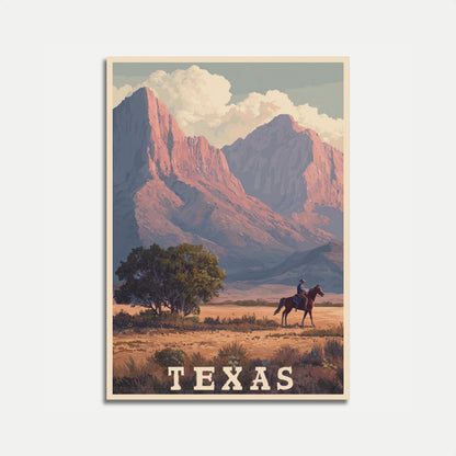 Lone Rider Texas Landscape Poster