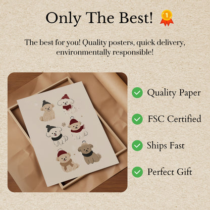 Winter Puppy Friends Poster