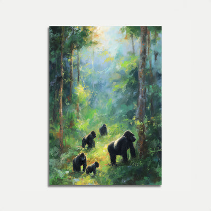 Gorilla Familie Skov Jungle Plakat