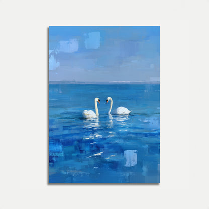 Swans in Blue Harmony Poster