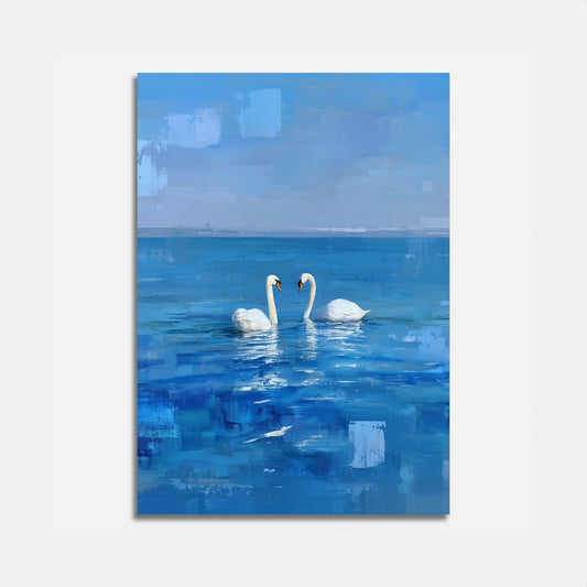 Cisnes en Armonía Azul Póster