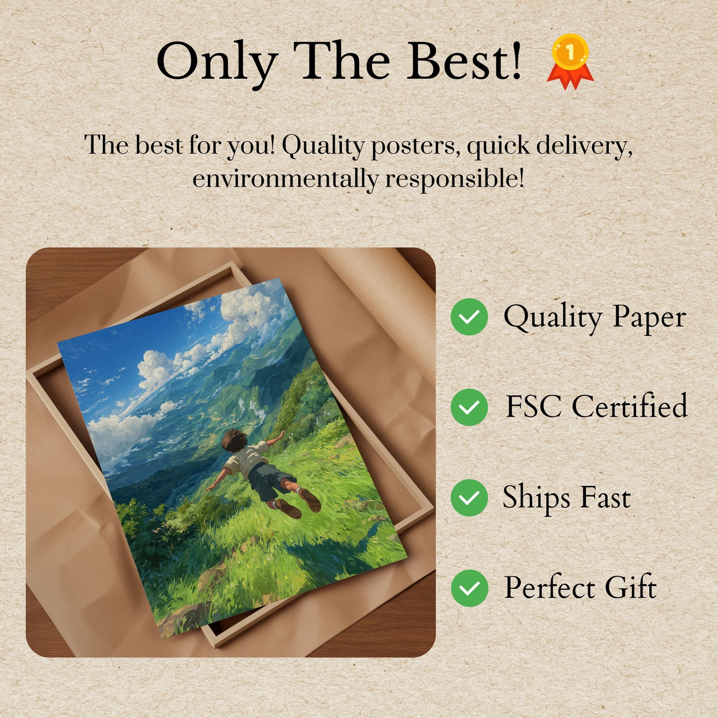 Póster del vuelo de la libertad en la montaña