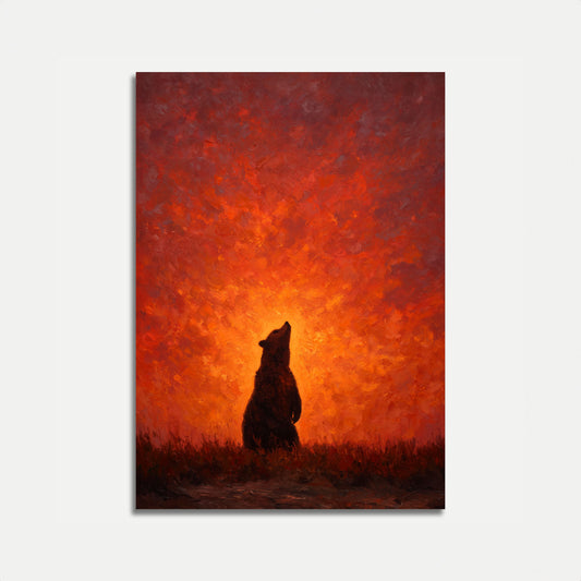 Bear Against Fiery Sky Poster