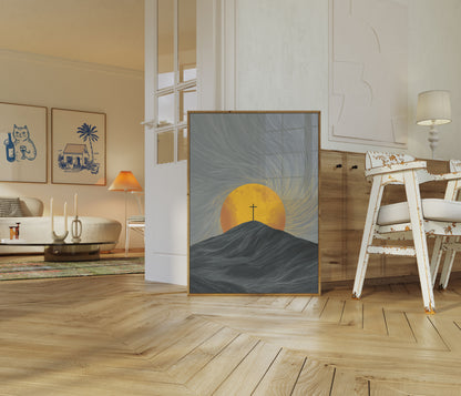 Calvary Cross Sunset Poster