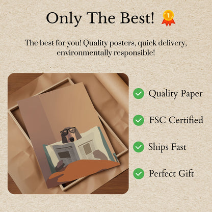 Affiche de Chien Intellectuel Lisant le Journal