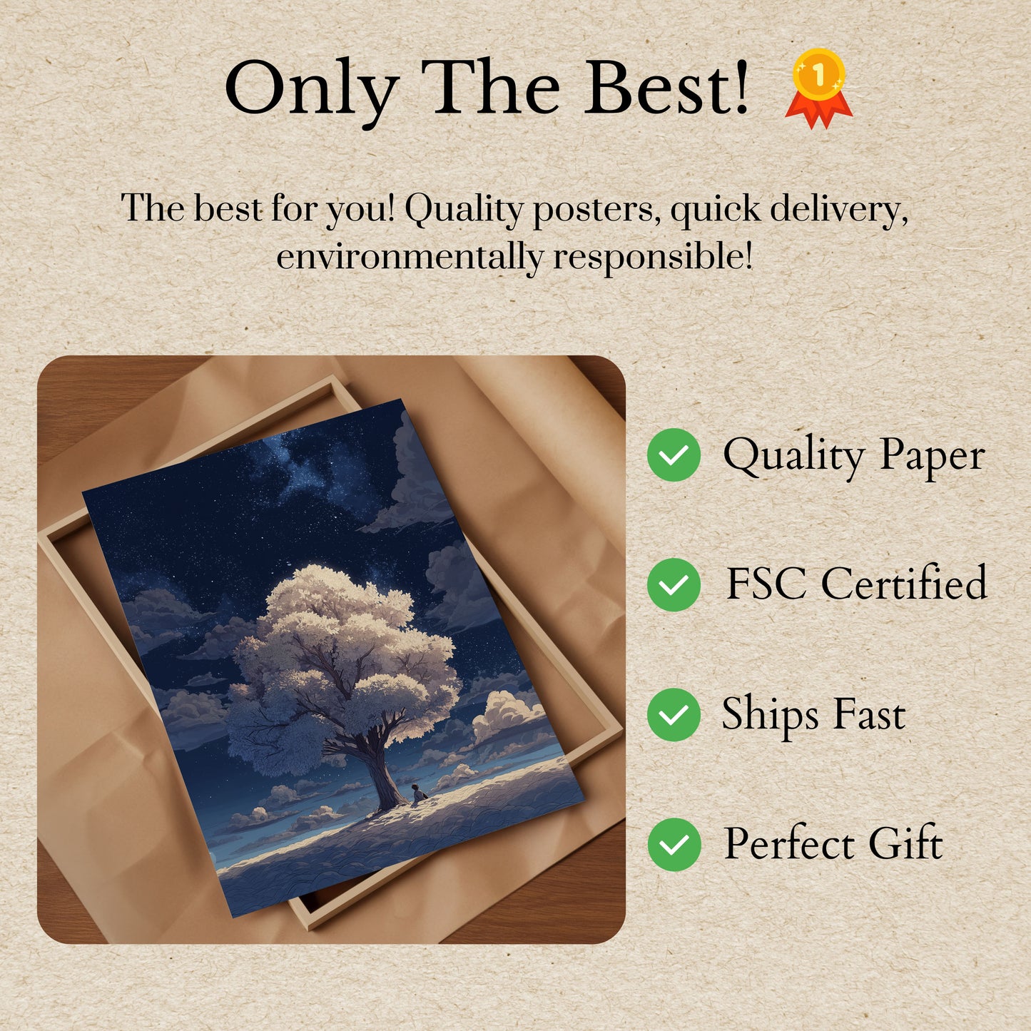 Starlit Solitude Tree Poster