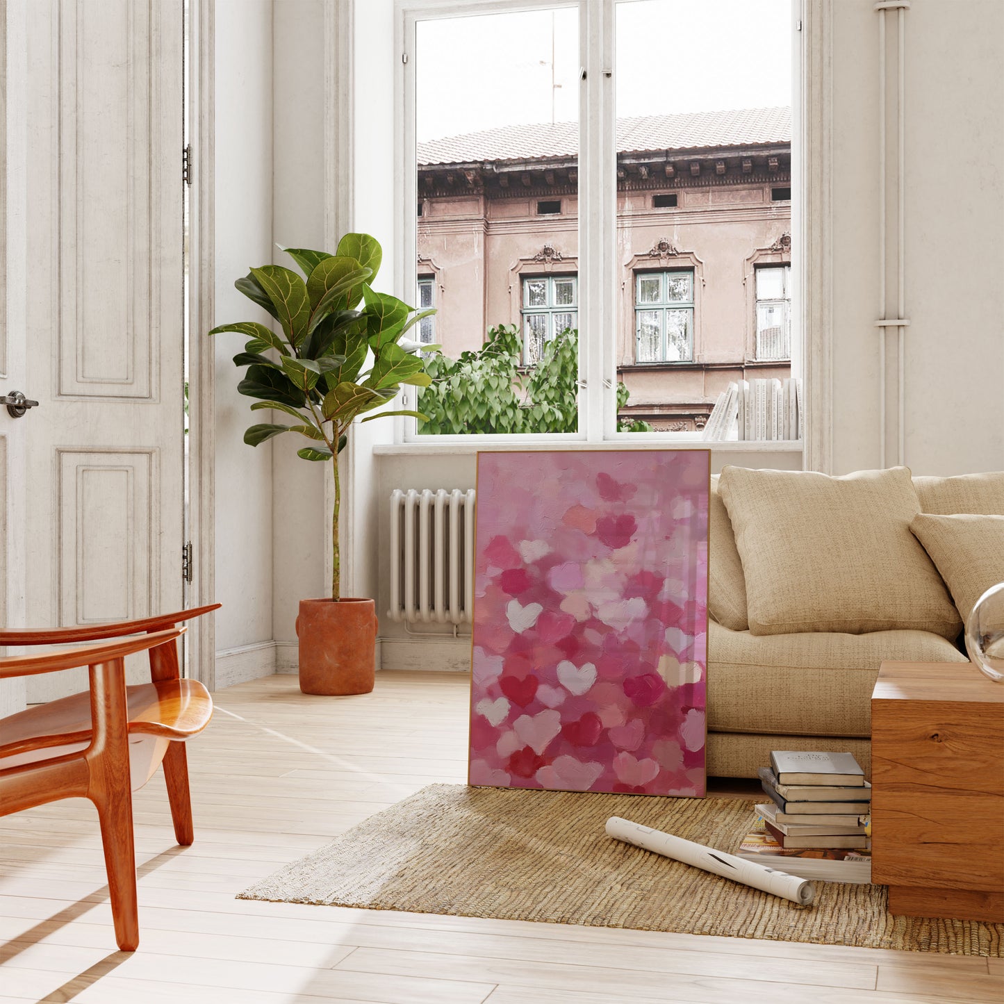 Romantic Pink Hearts Poster