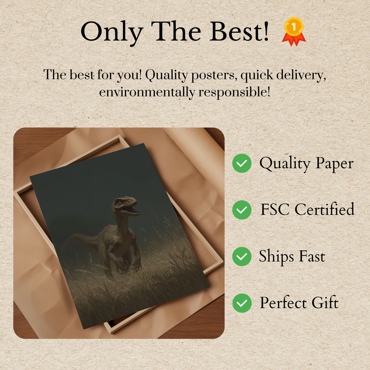 Prehistoric Predator in Grass Poster